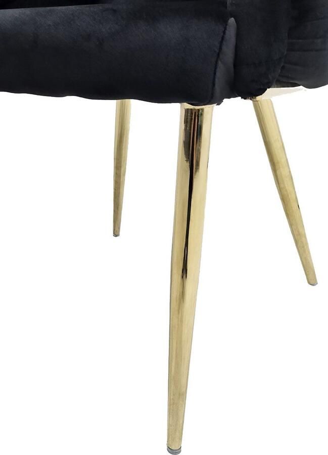 Underbar Set 2 eetkamerstoelen Grace Zwart Goud Velours 61x65x79cm (LxBxH) Draagvermogen 150KG - Foto 6