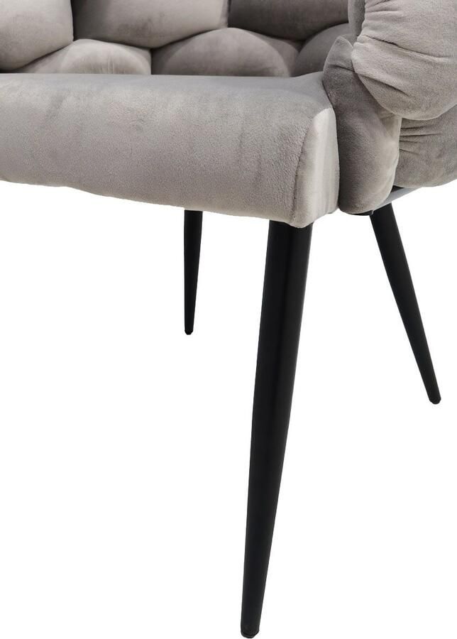Underbar Set 2 eetkamerstoelen Grace Taupe Zwart Velours 61x65x79cm (LxBxH) Draagvermogen 150KG - Foto 8