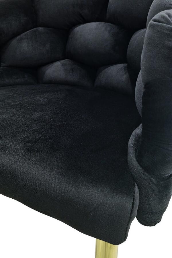 Underbar Set 2 eetkamerstoelen Grace Zwart Goud Velours 61x65x79cm (LxBxH) Draagvermogen 150KG - Foto 7