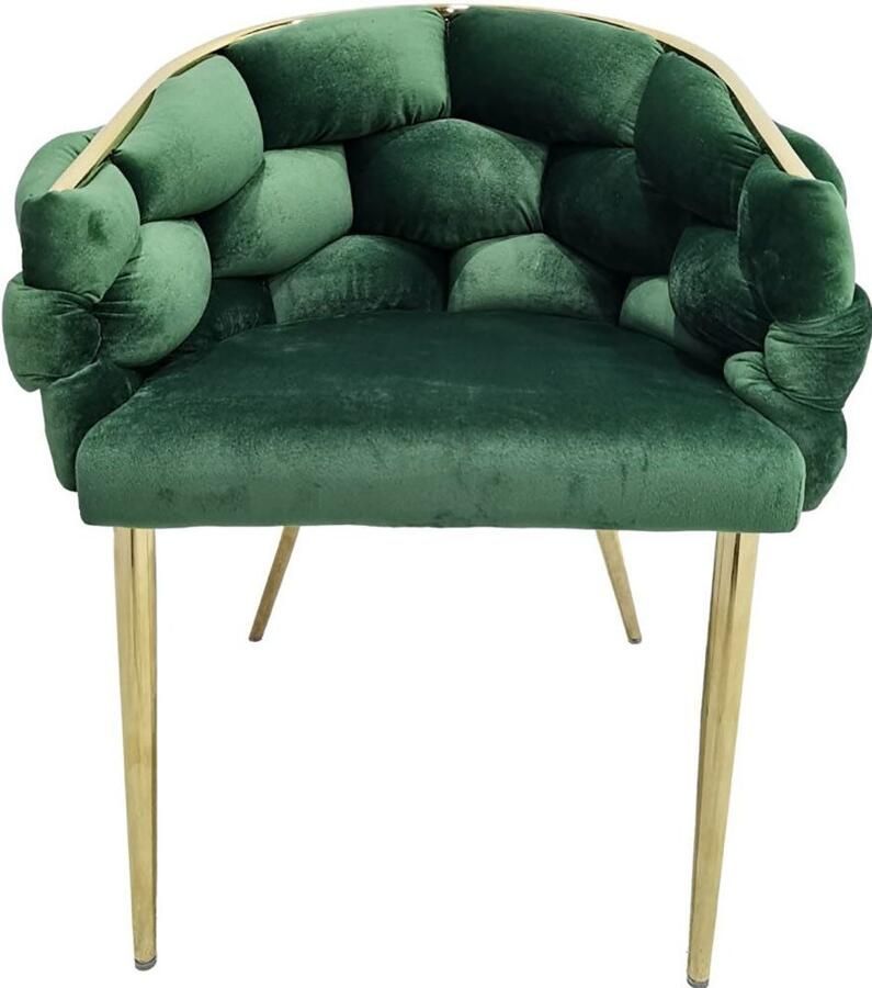 Underbar Set 2 eetkamerstoelen Grace Groen Goud Velours 61x65x79cm (LxBxH) Draagvermogen 150KG - Foto 2