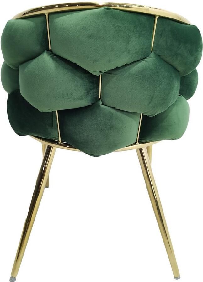 Underbar Set 2 eetkamerstoelen Grace Groen Goud Velours 61x65x79cm (LxBxH) Draagvermogen 150KG - Foto 6