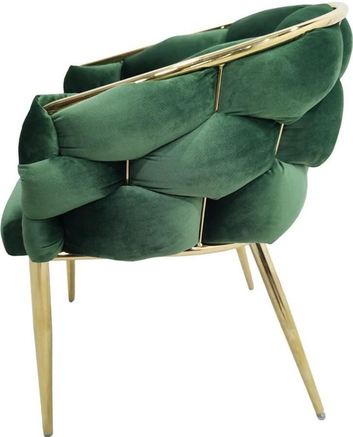 Underbar Set 2 eetkamerstoelen Grace Groen Goud Velours 61x65x79cm (LxBxH) Draagvermogen 150KG - Foto 3