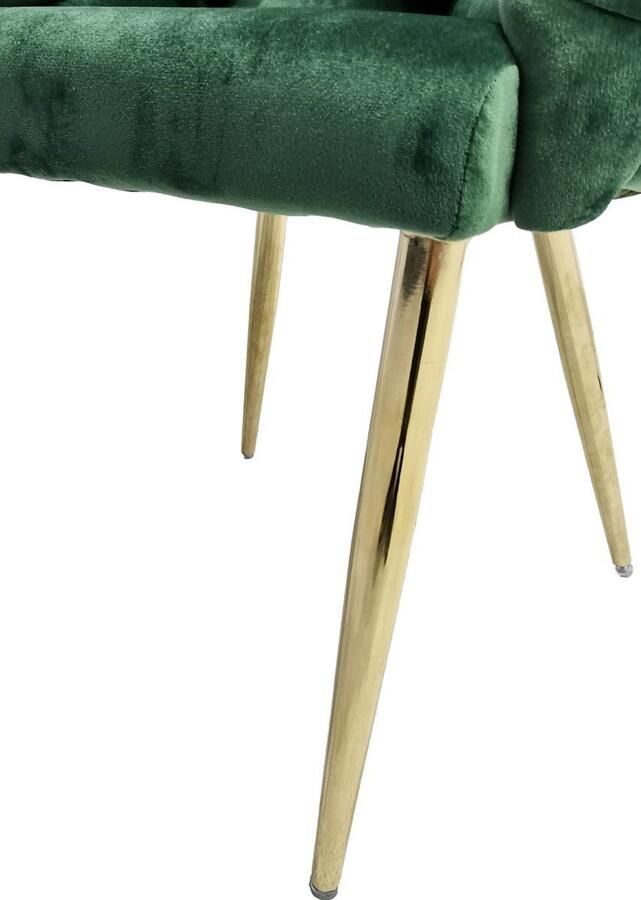Underbar Set 2 eetkamerstoelen Grace Groen Goud Velours 61x65x79cm (LxBxH) Draagvermogen 150KG - Foto 7