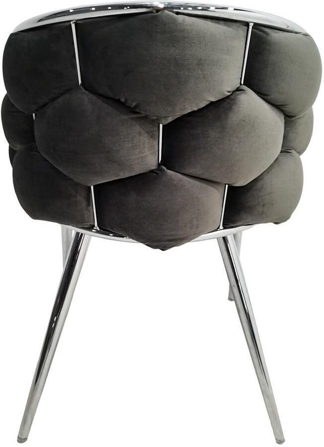 Underbar Set 2 eetkamerstoelen Grace Antraciet Zilver Velours 61x65x79cm (LxBxH) Draagvermogen 150KG - Foto 4