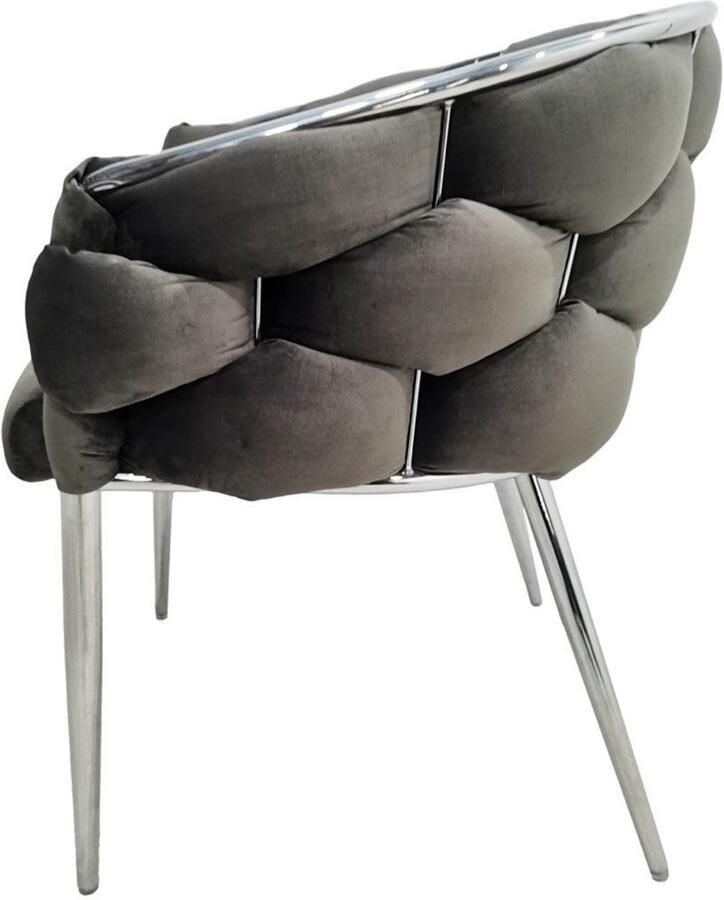 Underbar Set 2 eetkamerstoelen Grace Antraciet Zilver Velours 61x65x79cm (LxBxH) Draagvermogen 150KG - Foto 2