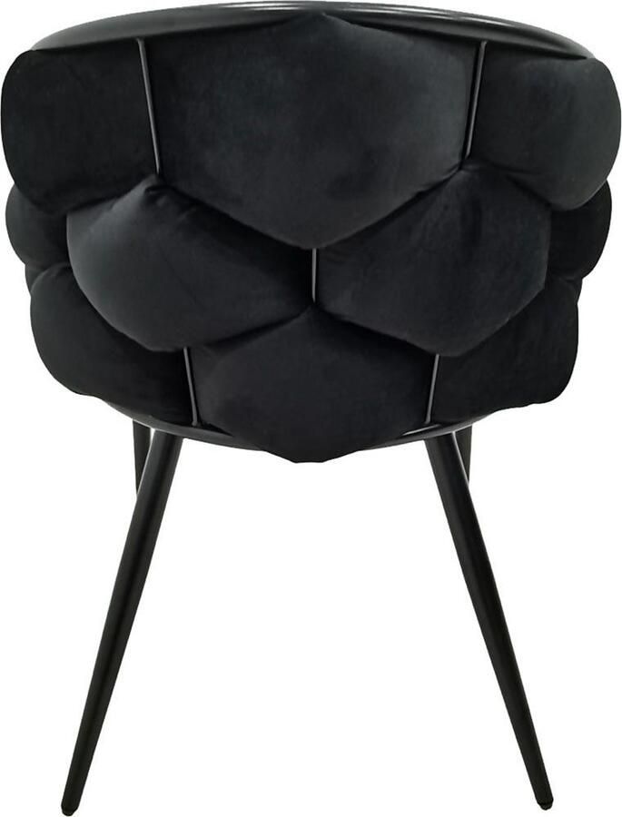 Underbar Set 2 eetkamerstoelen Grace Zwart Zwart Velours 61x65x79cm (LxBxH) Draagvermogen 150KG - Foto 3