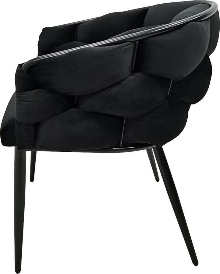 Underbar Set 2 eetkamerstoelen Grace Zwart Zwart Velours 61x65x79cm (LxBxH) Draagvermogen 150KG - Foto 2