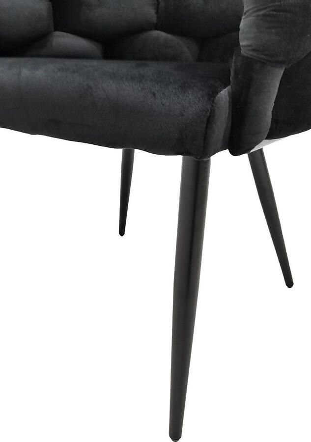 Underbar Set 2 eetkamerstoelen Grace Zwart Zwart Velours 61x65x79cm (LxBxH) Draagvermogen 150KG - Foto 6