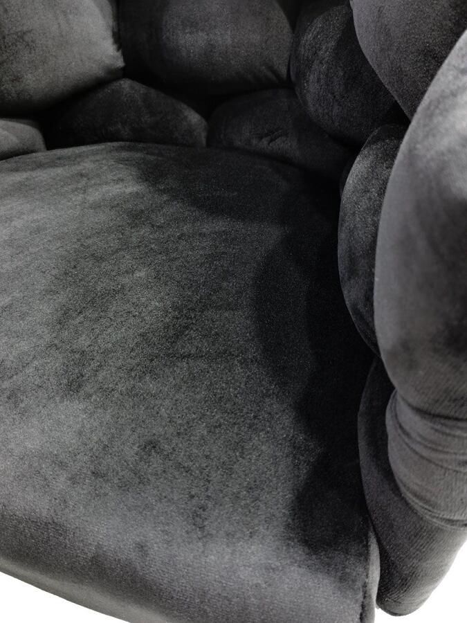 Underbar Set 2 eetkamerstoelen Grace Zwart Zwart Velours 61x65x79cm (LxBxH) Draagvermogen 150KG - Foto 5