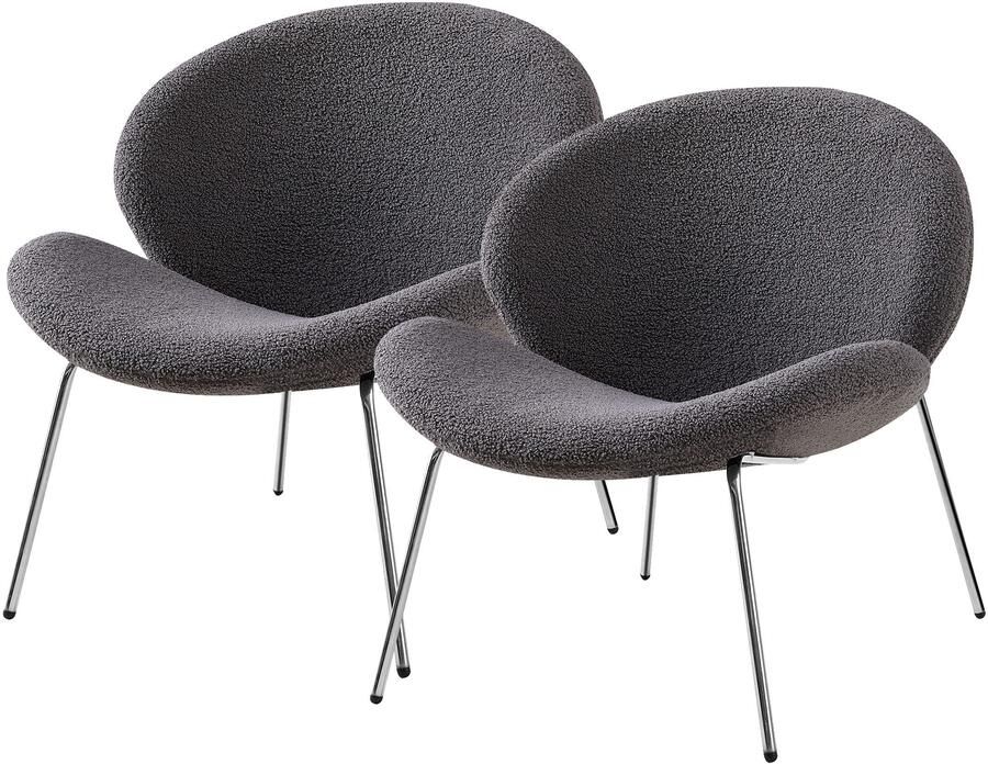 Kayoom Stoel Jaden 125 2-pack in trendy stof met kreukeleffect Esthetisch minimalistisch ontwerp bouclé stof breed zitten (set 2 stuks) - Foto 7