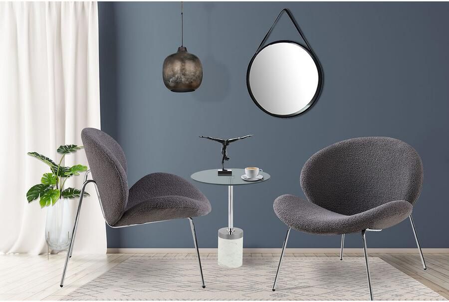 Kayoom Stoel Jaden 125 2-pack in trendy stof met kreukeleffect Esthetisch minimalistisch ontwerp bouclé stof breed zitten (set 2 stuks) - Foto 8