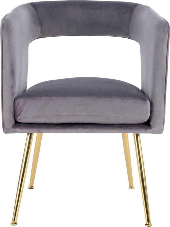Litecommerce Floraya Retro Eetkamerstoel Jolene Grijs Goud Velours met armleuningen Draagvermogen 150KG - Foto 6