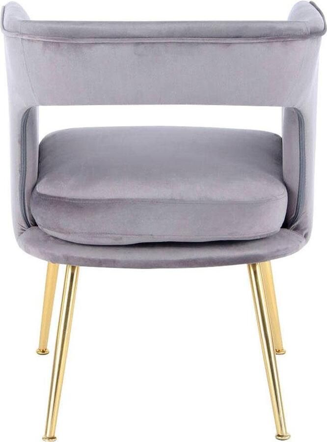 Litecommerce Floraya Retro Eetkamerstoel Jolene Grijs Goud Velours met armleuningen Draagvermogen 150KG - Foto 7