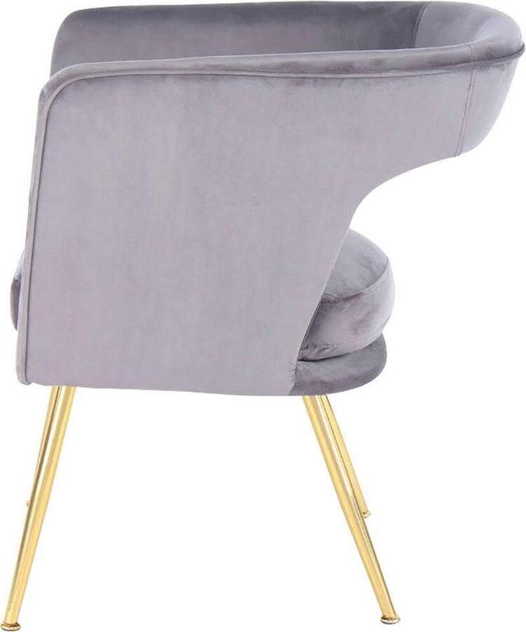Litecommerce Floraya Retro Eetkamerstoel Jolene Grijs Goud Velours met armleuningen Draagvermogen 150KG - Foto 3