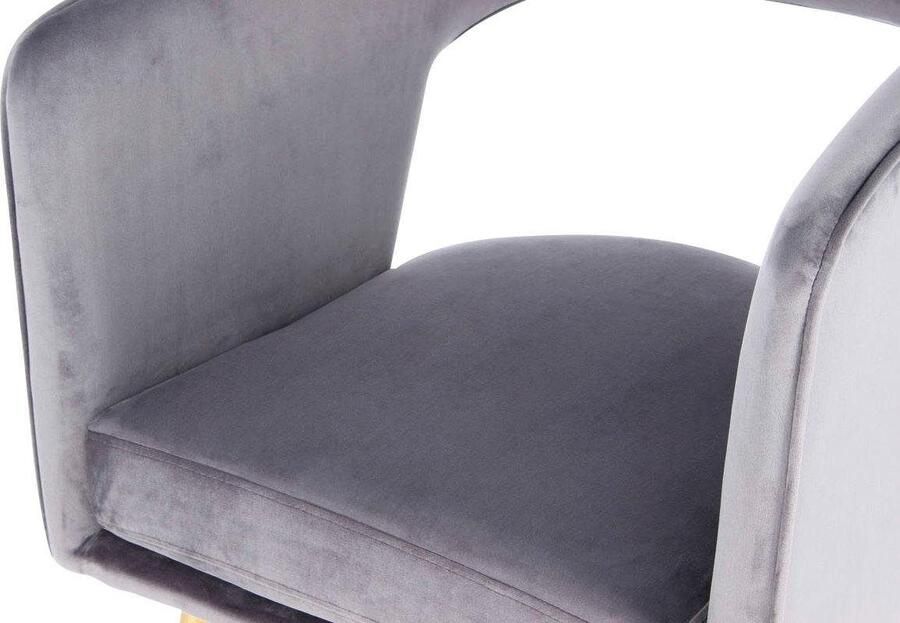 Litecommerce Floraya Retro Eetkamerstoel Jolene Grijs Goud Velours met armleuningen Draagvermogen 150KG - Foto 8