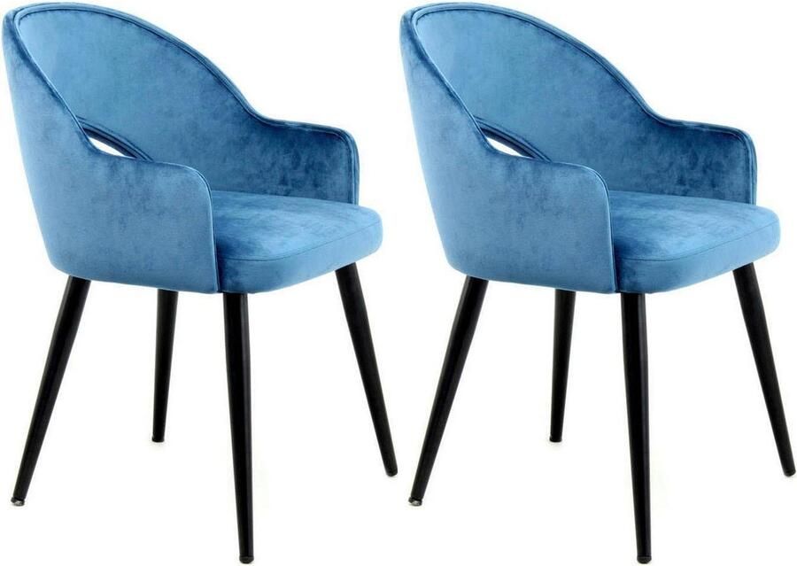 Kayoom Stoel Joris 110 2-delige set effen ontwerp met retro-karakter met armleuning comfortabel halve maan opening in de rugleuning (set 2 stuks) - Foto 3