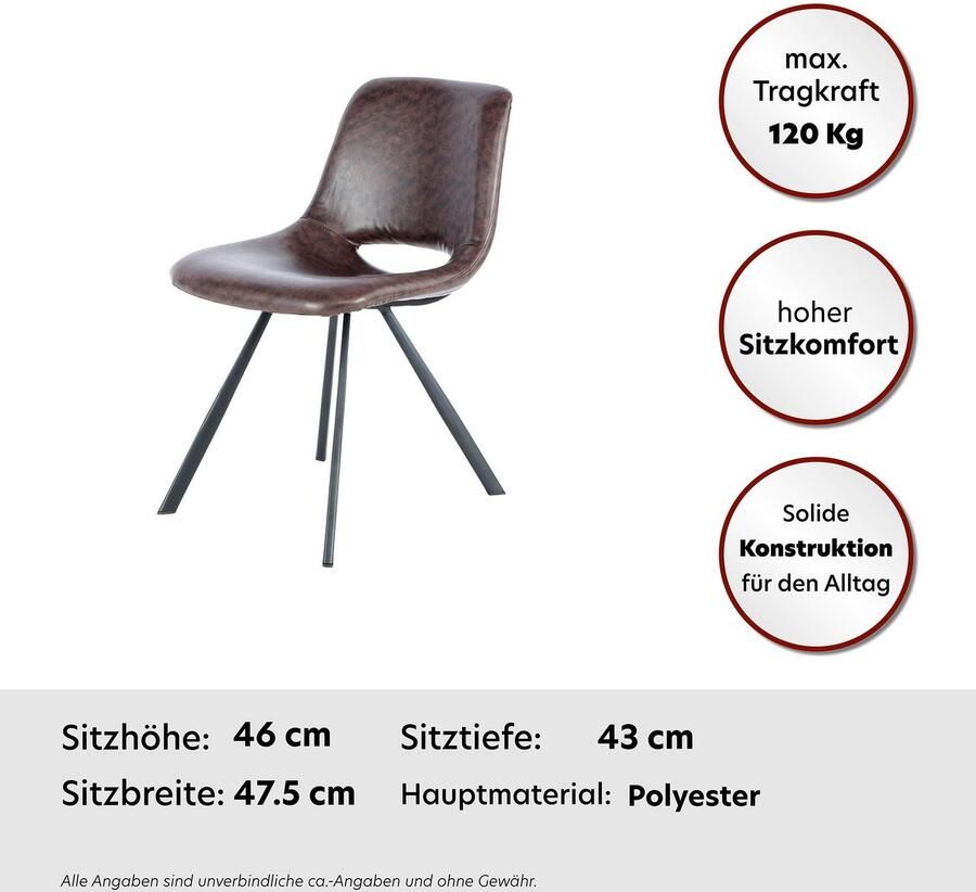 Kayoom Stoel Josephine 325 2-delige set tijdloos ontwerp met geometrische uitsparing onderhoudsvriendelijk eenvoudig zachte bekleding voor een aangenaam zitgevoel (set 2 stuks)