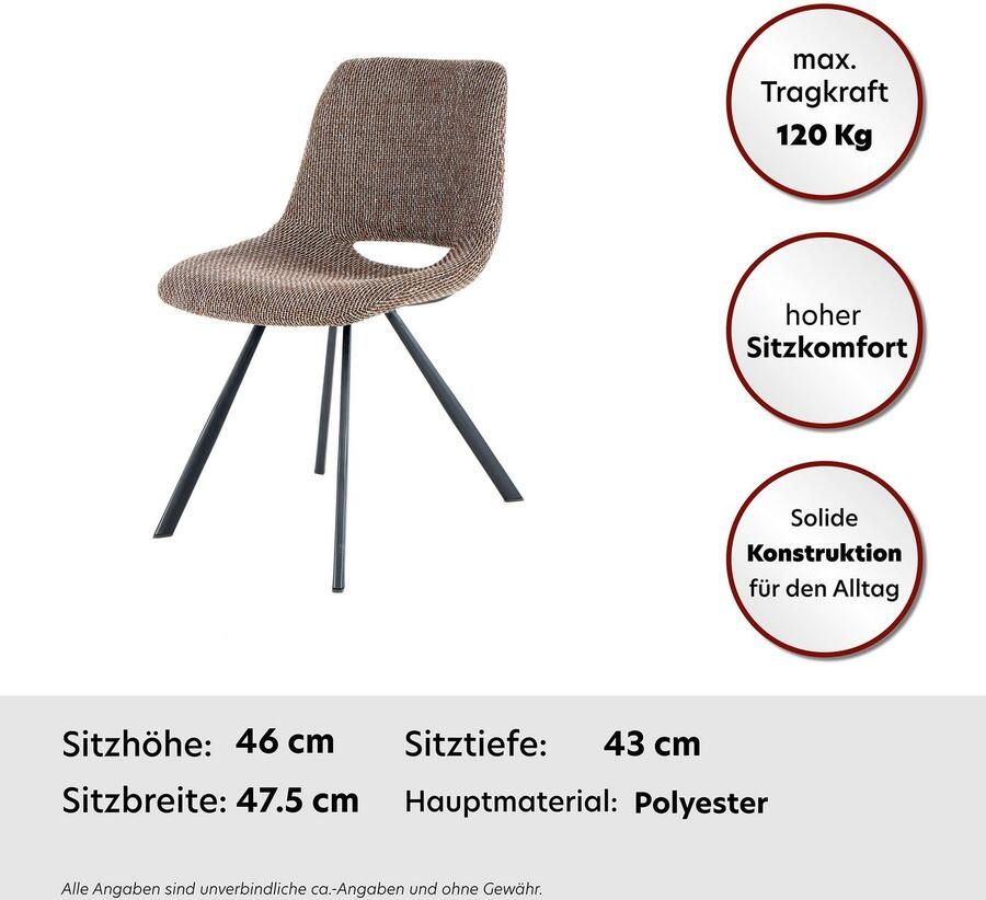 Kayoom Stoel Josephine 325 2-delige set tijdloos ontwerp met geometrische uitsparing onderhoudsvriendelijk eenvoudig zachte bekleding voor een aangenaam zitgevoel (set 2 stuks) - Foto 2