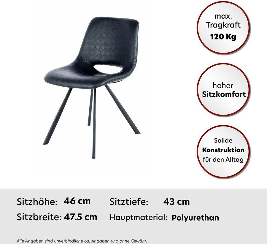 Kayoom Stoel Josephine 325 2-delige set tijdloos ontwerp met geometrische uitsparing onderhoudsvriendelijk eenvoudig zachte bekleding voor een aangenaam zitgevoel (set 2 stuks) - Foto 2