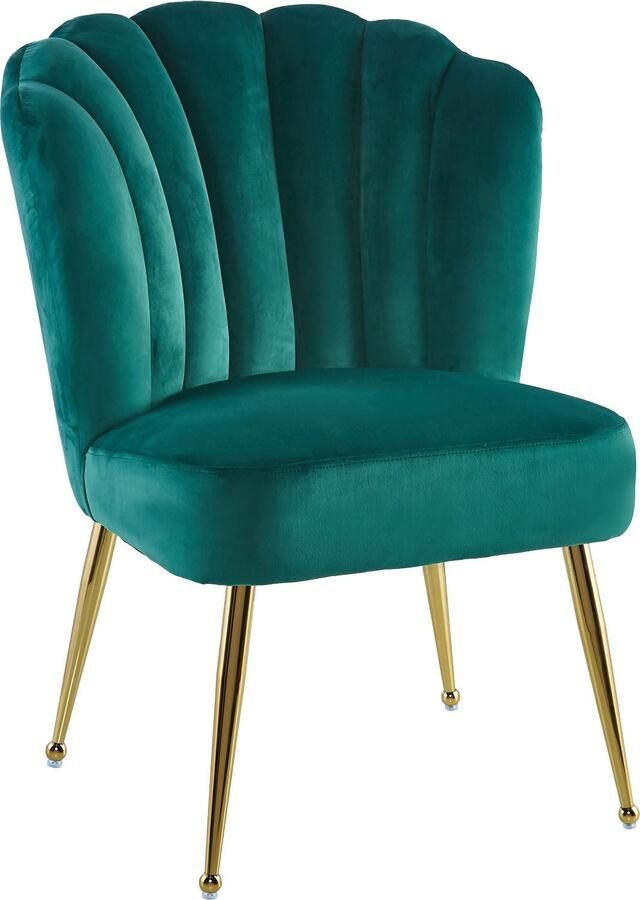 Kayoom Stoel Lalie 125 rugleuning in retro-stijl opvallende rugleuning in schelpontwerp fluwelen bekleding goudkleurige metalen poten (1 stuk) - Foto 5