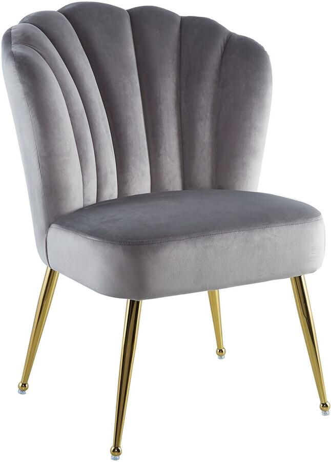 Kayoom Stoel Lalie 125 rugleuning in retro-stijl opvallende rugleuning in schelpontwerp fluwelen bekleding goudkleurige metalen poten (1 stuk) - Foto 5