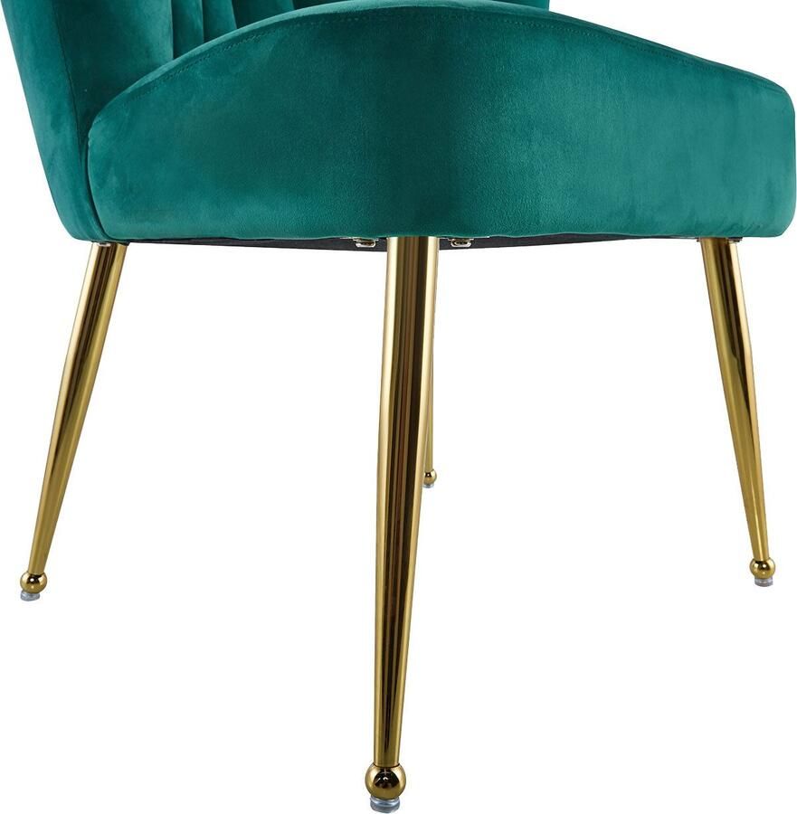 Kayoom Stoel Lalie 125 rugleuning in retro-stijl opvallende rugleuning in schelpontwerp fluwelen bekleding goudkleurige metalen poten (1 stuk)