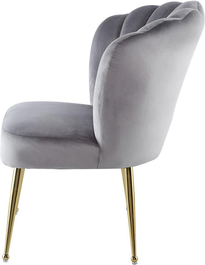 Kayoom Stoel Lalie 125 rugleuning in retro-stijl opvallende rugleuning in schelpontwerp fluwelen bekleding goudkleurige metalen poten (1 stuk) - Foto 4