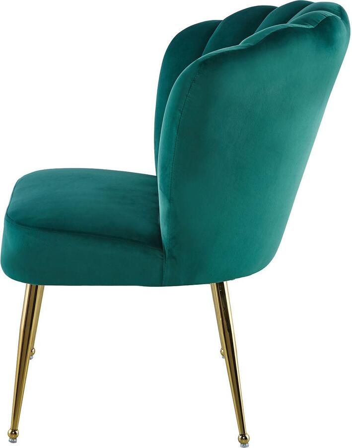 Kayoom Stoel Lalie 125 rugleuning in retro-stijl opvallende rugleuning in schelpontwerp fluwelen bekleding goudkleurige metalen poten (1 stuk) - Foto 3