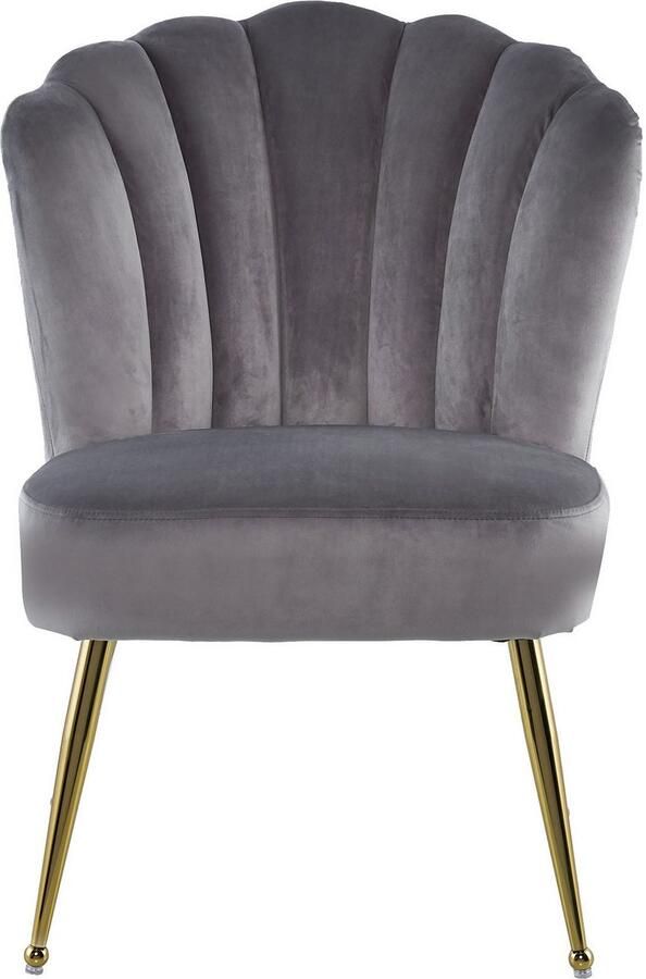 Kayoom Stoel Lalie 125 rugleuning in retro-stijl opvallende rugleuning in schelpontwerp fluwelen bekleding goudkleurige metalen poten (1 stuk) - Foto 7