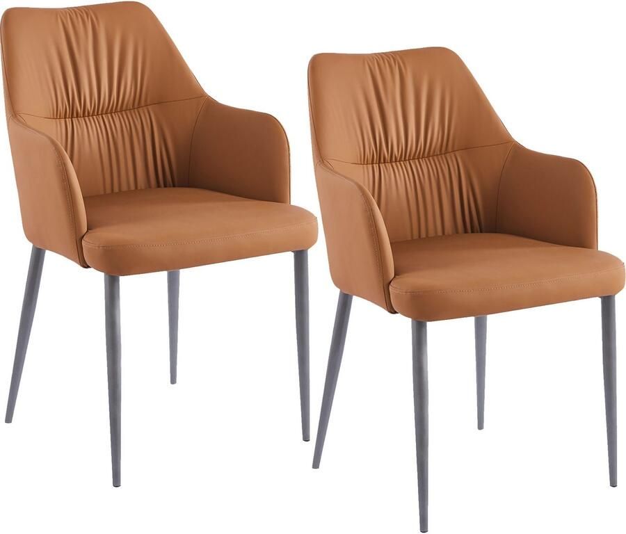 Hearthome & Living Set 2 eetkamerstoelen Merit Camel 64x55x88cm (LxBxH) Draagvermogen 150KG - Foto 3