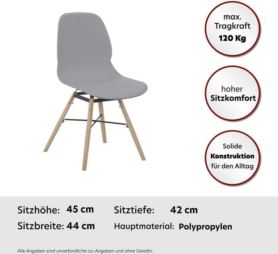 Kayoom Stoel met 4 poten Stoel Amy 110 2-delige set praktisch set comfortabele kunststofstoel (set 2 stuks) - Foto 6