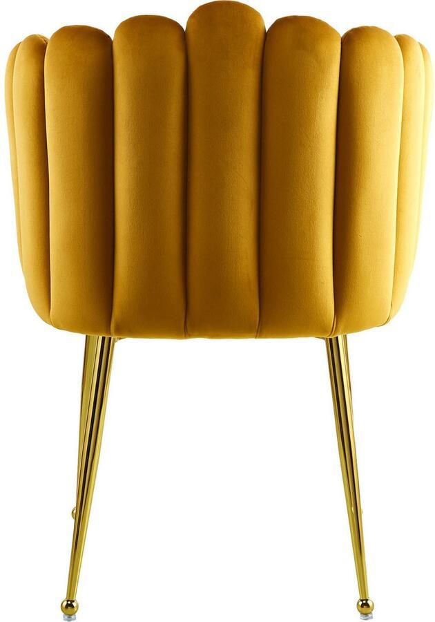 Kayoom Stoel Muna 125 BESTSELLER! opvallende rug- armleuning in schelpvorm opvallende gevlochten rugleuning fluwelen bekleding goudkleurige poten (1 stuk) - Foto 4