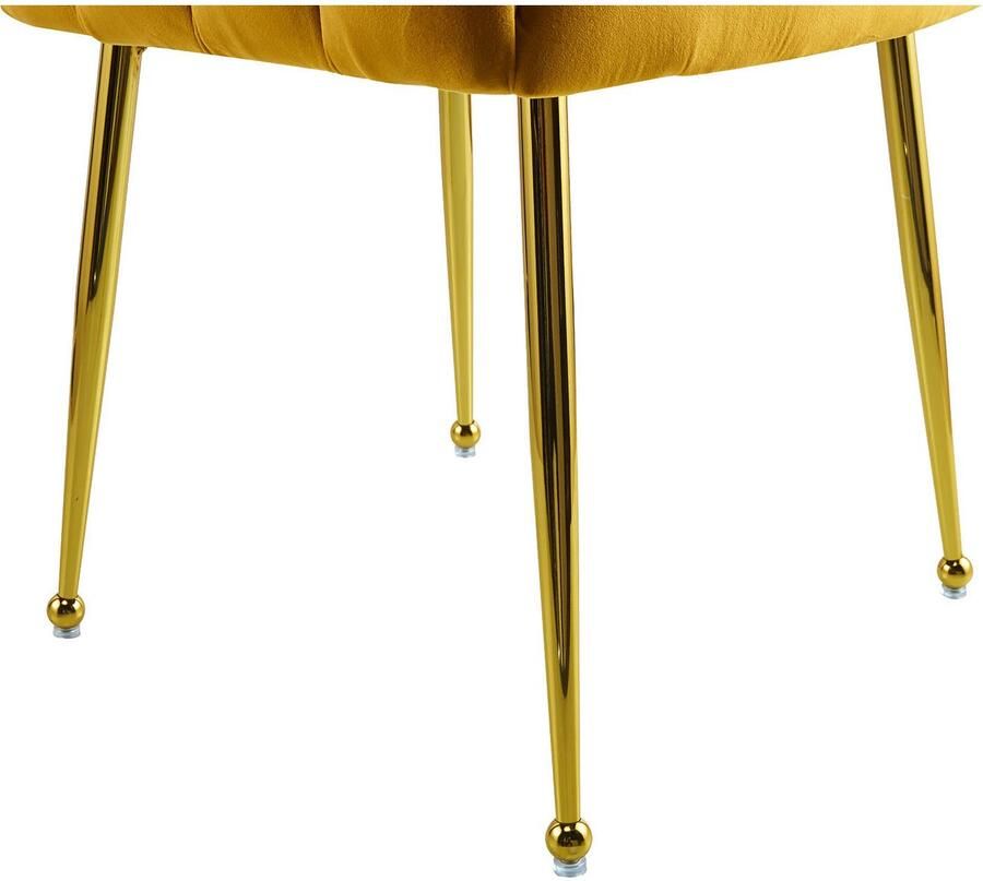 Kayoom Stoel Muna 125 BESTSELLER! opvallende rug- armleuning in schelpvorm opvallende gevlochten rugleuning fluwelen bekleding goudkleurige poten (1 stuk) - Foto 2