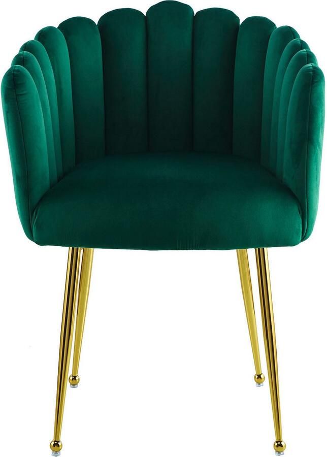 Kayoom Stoel Muna 125 BESTSELLER! opvallende rug- armleuning in schelpvorm opvallende gevlochten rugleuning fluwelen bekleding goudkleurige poten (1 stuk) - Foto 3