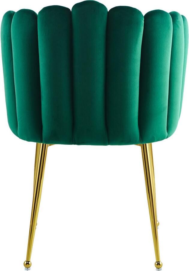 Kayoom Stoel Muna 125 BESTSELLER! opvallende rug- armleuning in schelpvorm opvallende gevlochten rugleuning fluwelen bekleding goudkleurige poten (1 stuk) - Foto 4