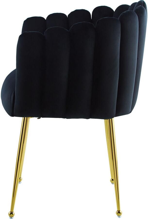 Kayoom Stoel Muna 125 BESTSELLER! opvallende rug- armleuning in schelpvorm opvallende gevlochten rugleuning fluwelen bekleding goudkleurige poten (1 stuk) - Foto 4