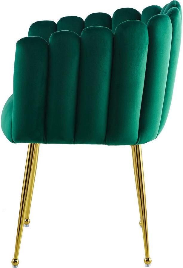 Kayoom Stoel Muna 125 BESTSELLER! opvallende rug- armleuning in schelpvorm opvallende gevlochten rugleuning fluwelen bekleding goudkleurige poten (1 stuk) - Foto 5