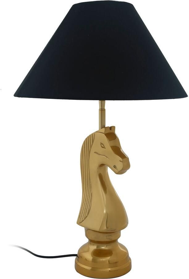 Kayoom Tafellamp Bishop 125 met decoratieve schaakpaardvoet van metaal met stoffen kap (1 stuk) - Foto 3