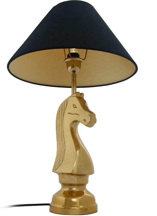 Kayoom Tafellamp Bishop 125 met decoratieve schaakpaardvoet van metaal met stoffen kap (1 stuk)