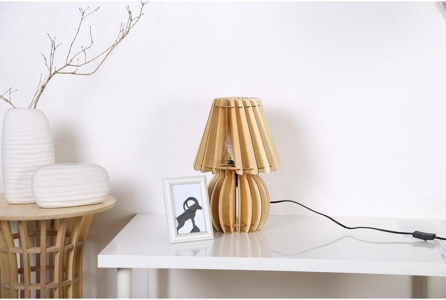 Kayoom Tafellamp Gino hout modern veelzijdig combineerbaar (1 stuk) - Foto 3