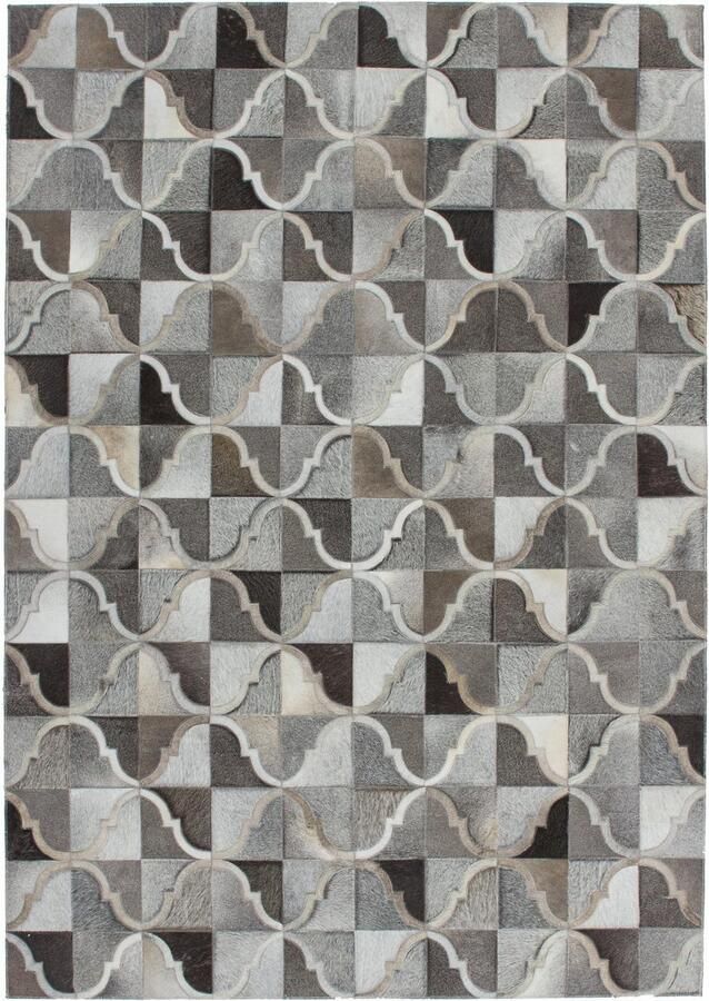 Kayoom Vachtvloerkleed Lavish 310 leren tapijt Patchwork echt leer bont woonkamer