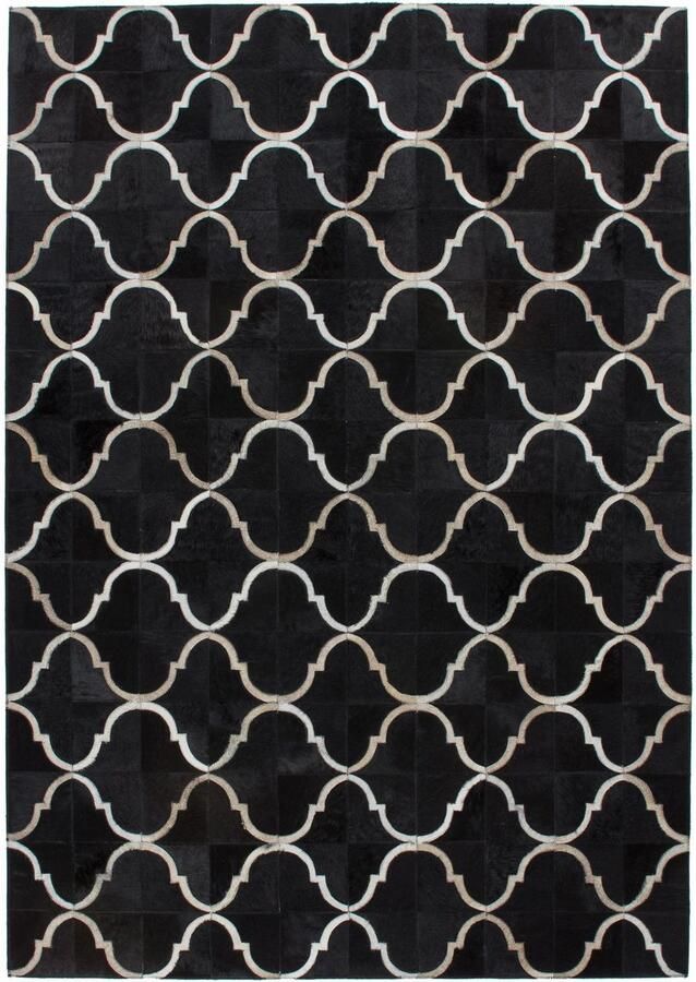 Kayoom Vachtvloerkleed Lavish 310 leren tapijt Patchwork echt leer bont woonkamer