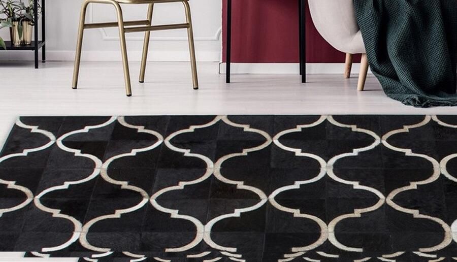 Kayoom Vachtvloerkleed Lavish 310 leren tapijt Patchwork echt leer bont woonkamer - Foto 4