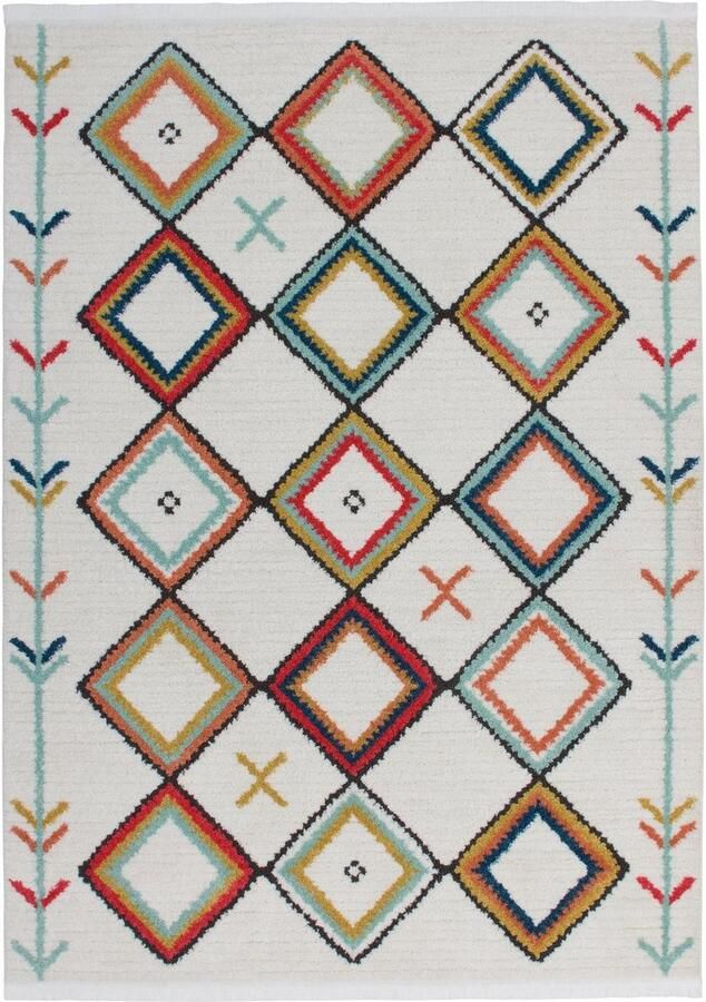 Kayoom Vloerkleed Agadir 210 trendy etno-stijl zoals met de hand geschilderde patronen met franjes