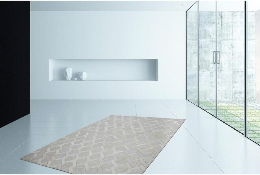 Kayoom Vloerkleed Chimera 110 Materiaalmix van viscose en leer handgemaakt uniek stuk - Foto 5