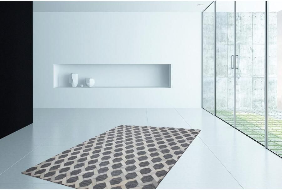 Kayoom Vloerkleed Chimera 110 Materiaalmix van viscose en leer handgemaakt uniek stuk - Foto 5