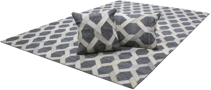 Kayoom Vloerkleed Chimera 110 Materiaalmix van viscose en leer handgemaakt uniek stuk - Foto 4