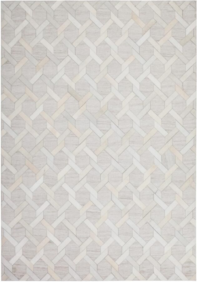 Kayoom Vloerkleed Chimera 110 Materiaalmix van viscose en leer handgemaakt uniek stuk