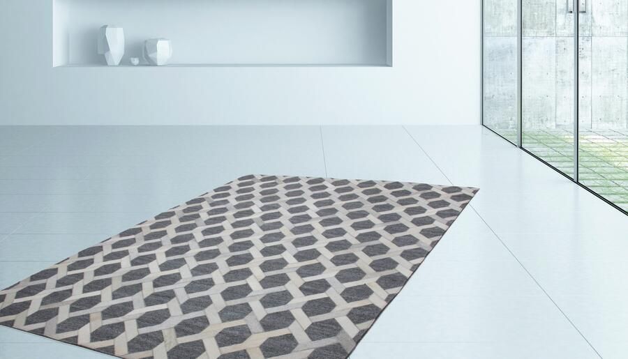 Kayoom Vloerkleed Chimera 110 Materiaalmix van viscose en leer handgemaakt uniek stuk - Foto 3