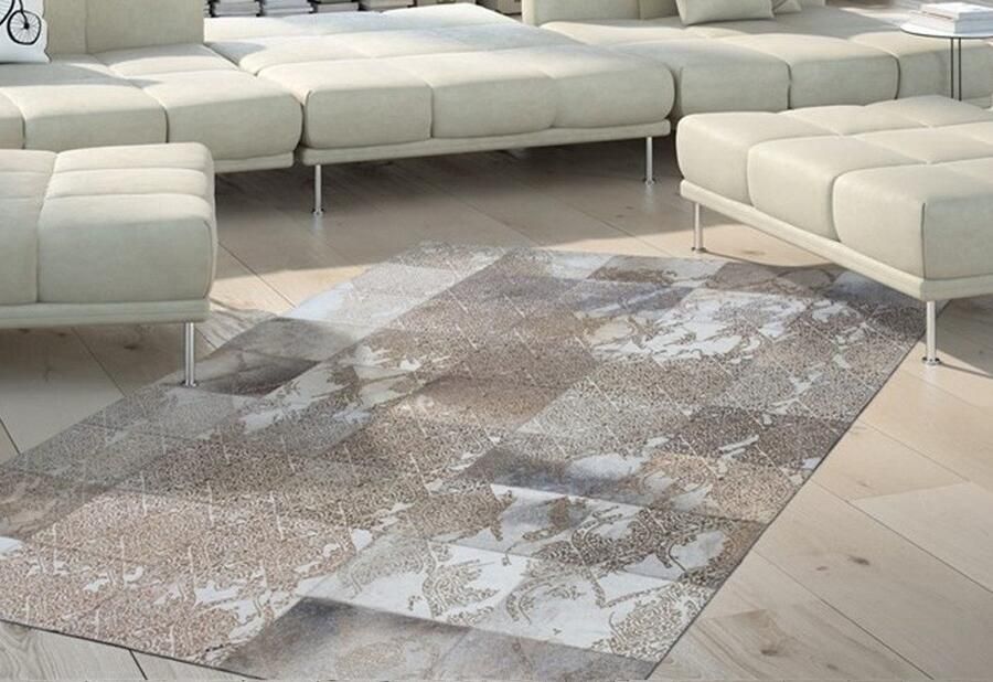 Kayoom Vloerkleed Cobra 343 Tapijt van leer gelaserd ontwerp handgemaakt uniek stuk - Foto 2